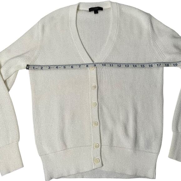 J.Crew Women’s Shimmer Ribbed Wrap Cardigan Sweater Size Medium Ivory White NWOT - Picture 9 of 10